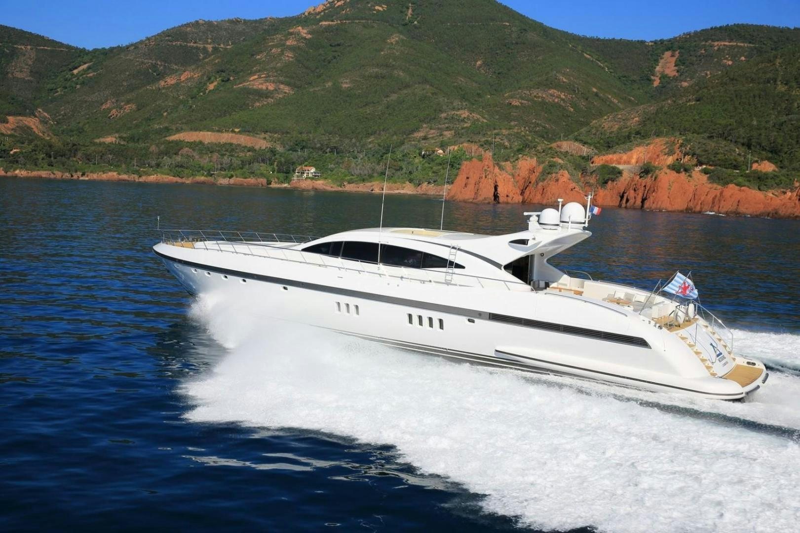 a white yacht on the water aboard MOSKING Yacht for Sale