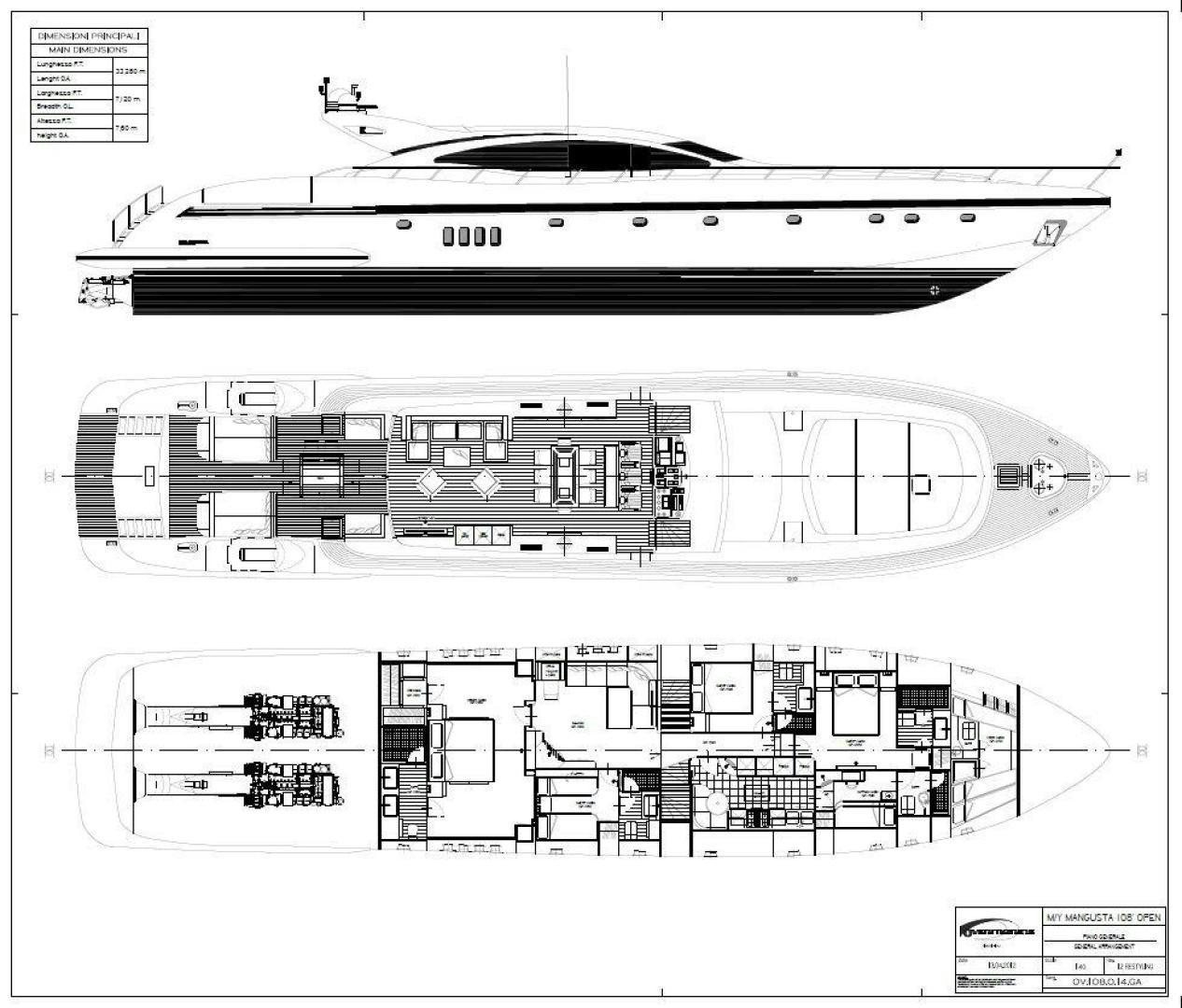 diagram, engineering drawing aboard MOSKING Yacht for Sale
