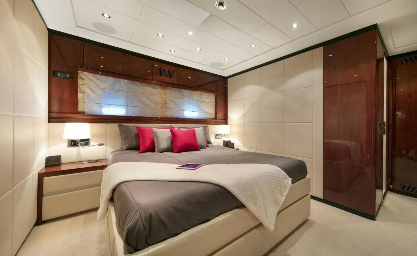 a bed in a hotel room aboard MOSKING Yacht for Sale