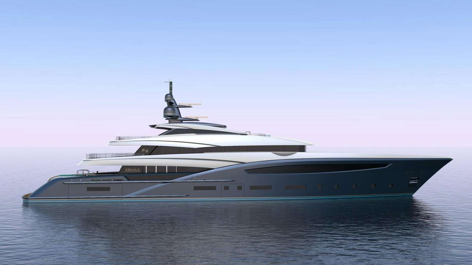 a large ship in the water aboard CUSTOM 65M Yacht for Sale