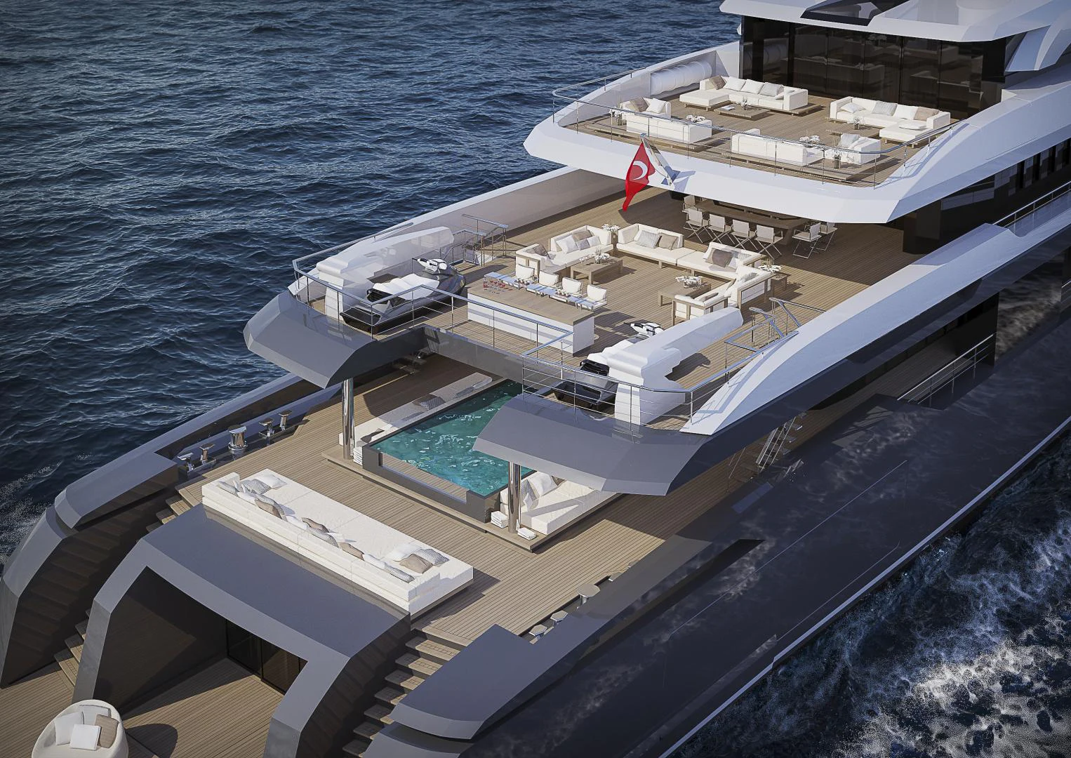 a large ship on the water aboard RMK 58 Yacht for Sale