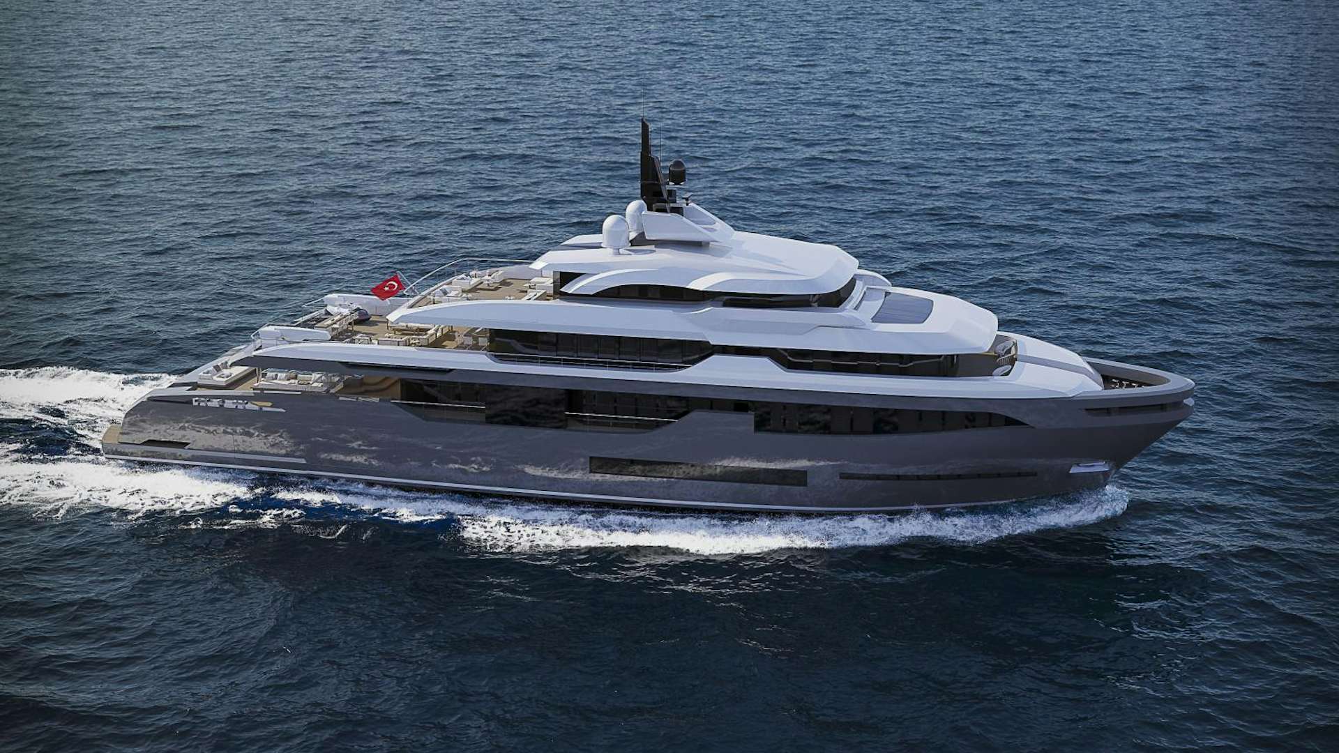 a boat on the water aboard RMK 58M Yacht for Sale