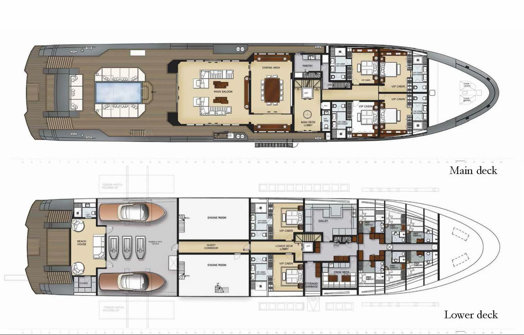 diagram, engineering drawing aboard RMK 58 Yacht for Sale