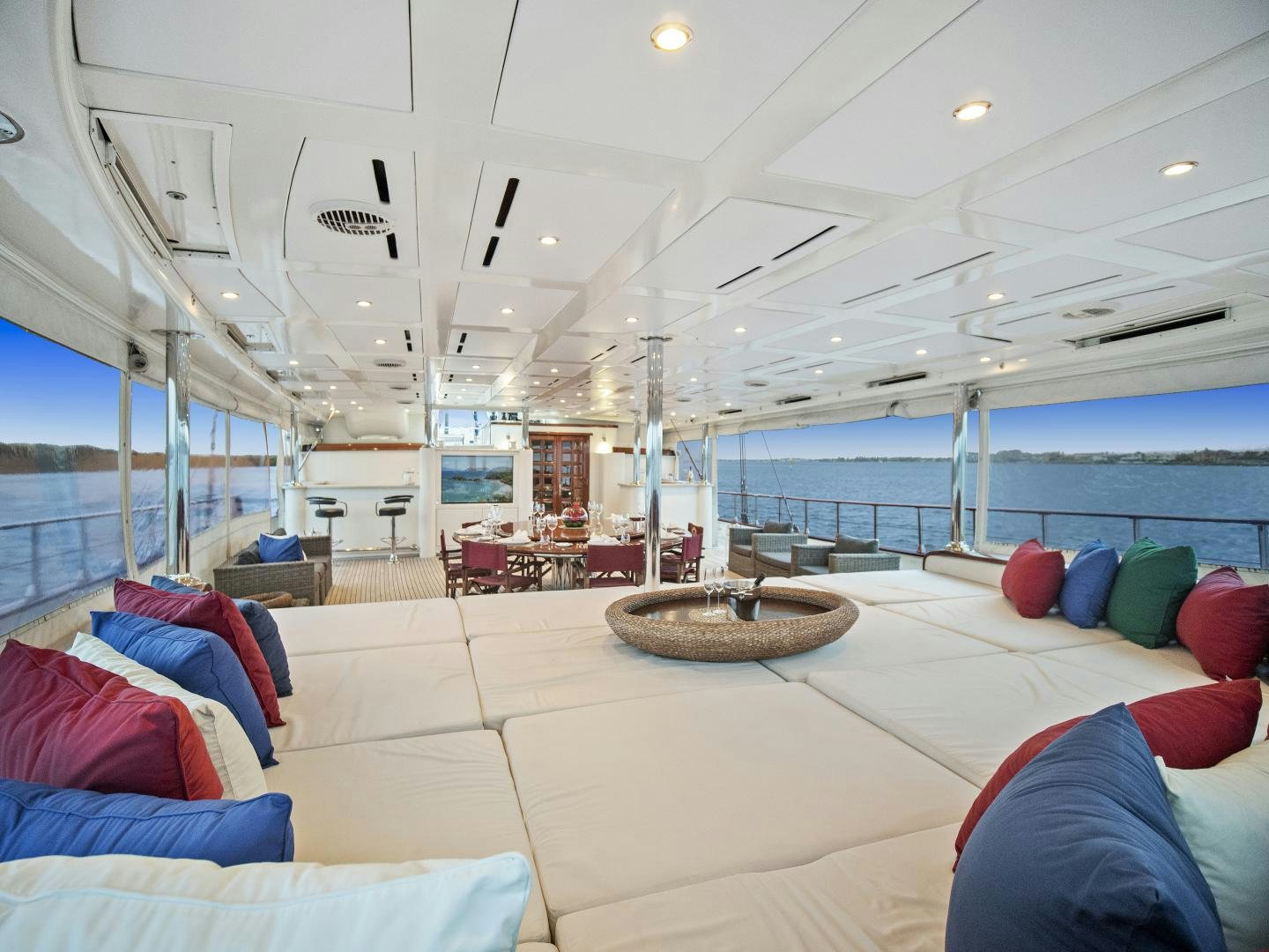 a large room with a large pool aboard THE LANGLEY Yacht for Sale