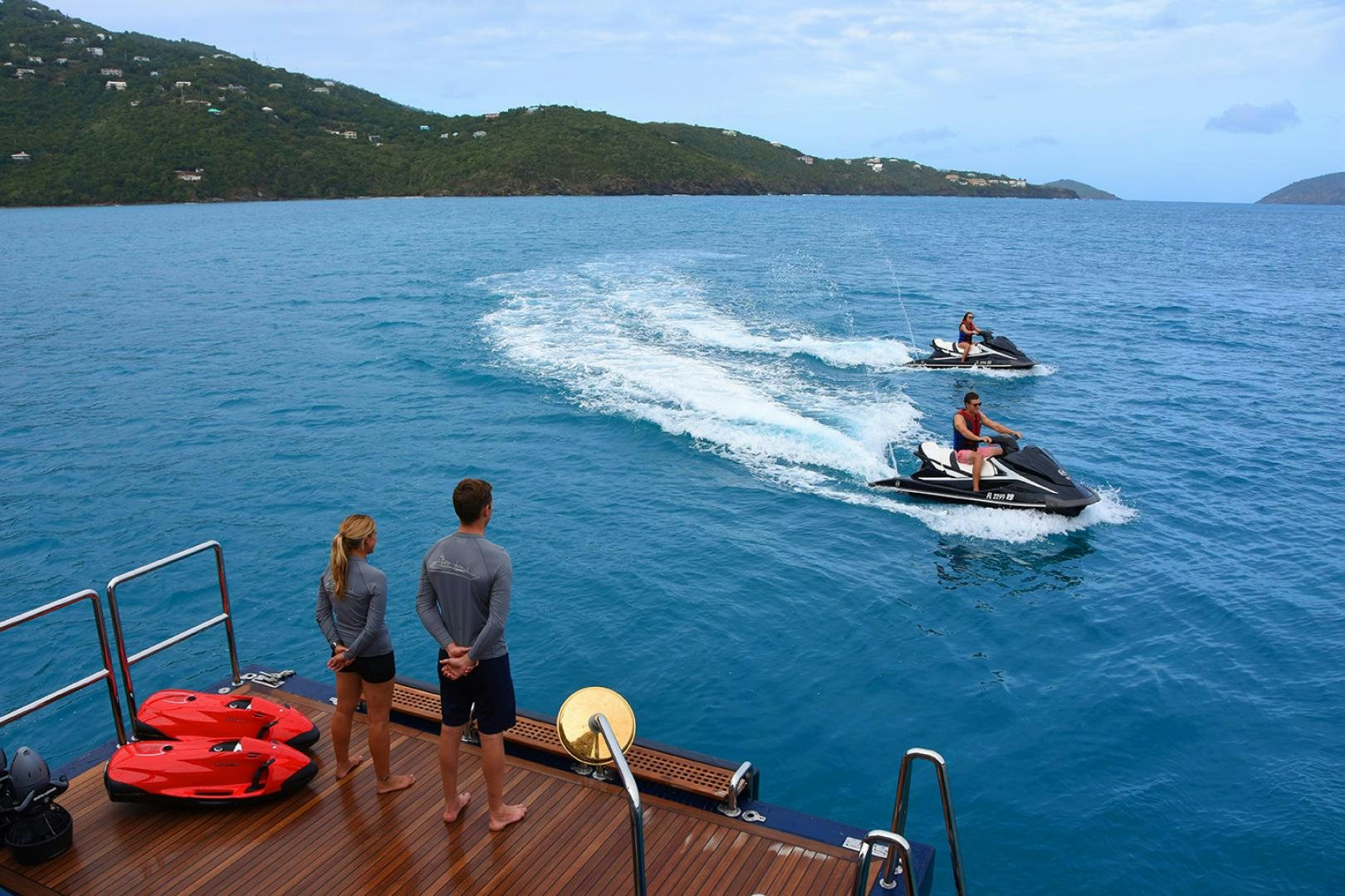 people watching a boat race aboard NEXT CHAPTER Yacht for Sale