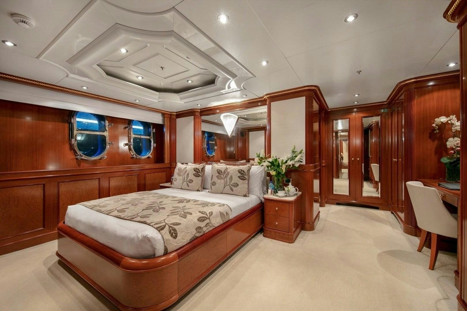 a bed in a room aboard NEXT CHAPTER Yacht for Sale