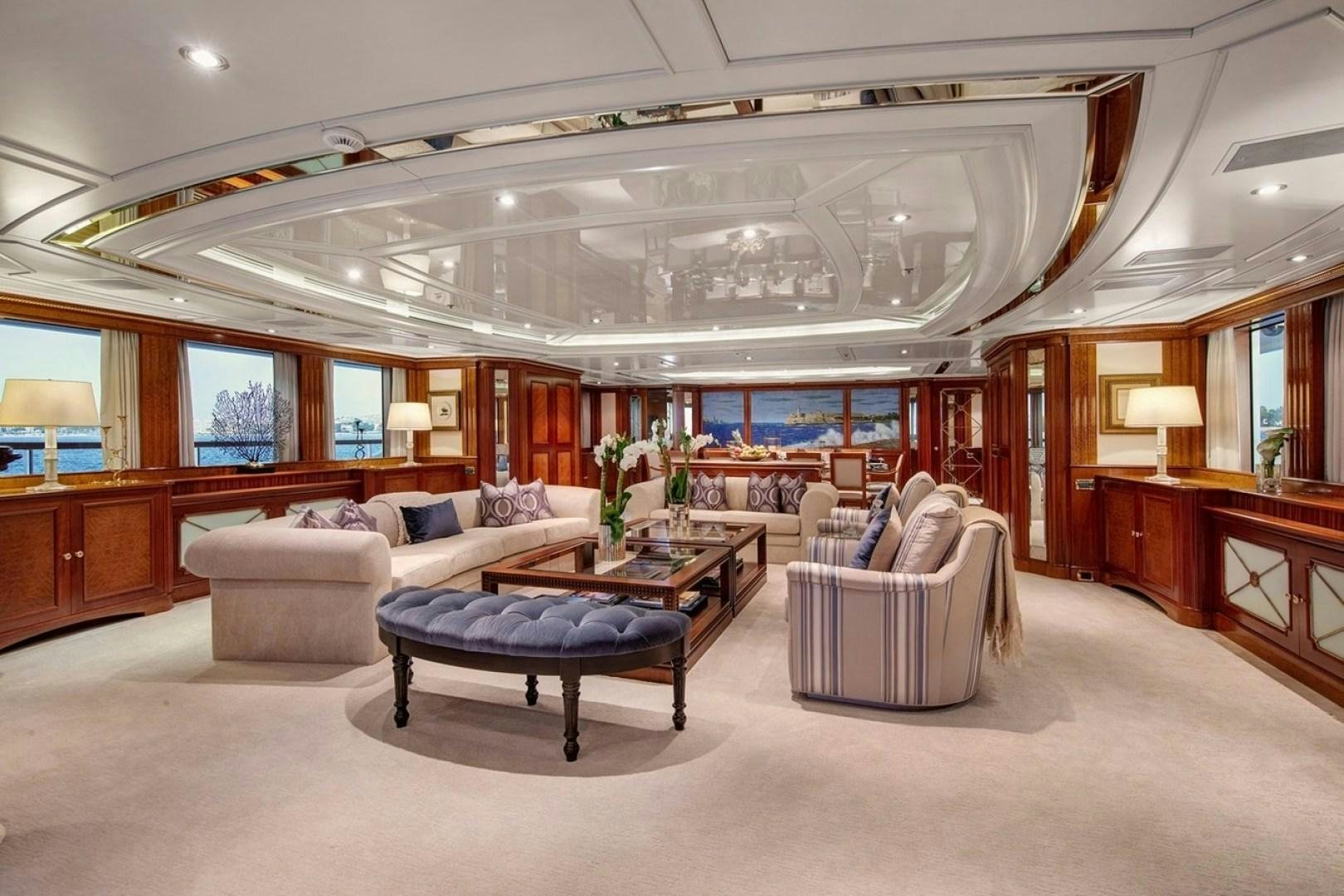 a living room with a large open floor plan aboard NEXT CHAPTER Yacht for Sale