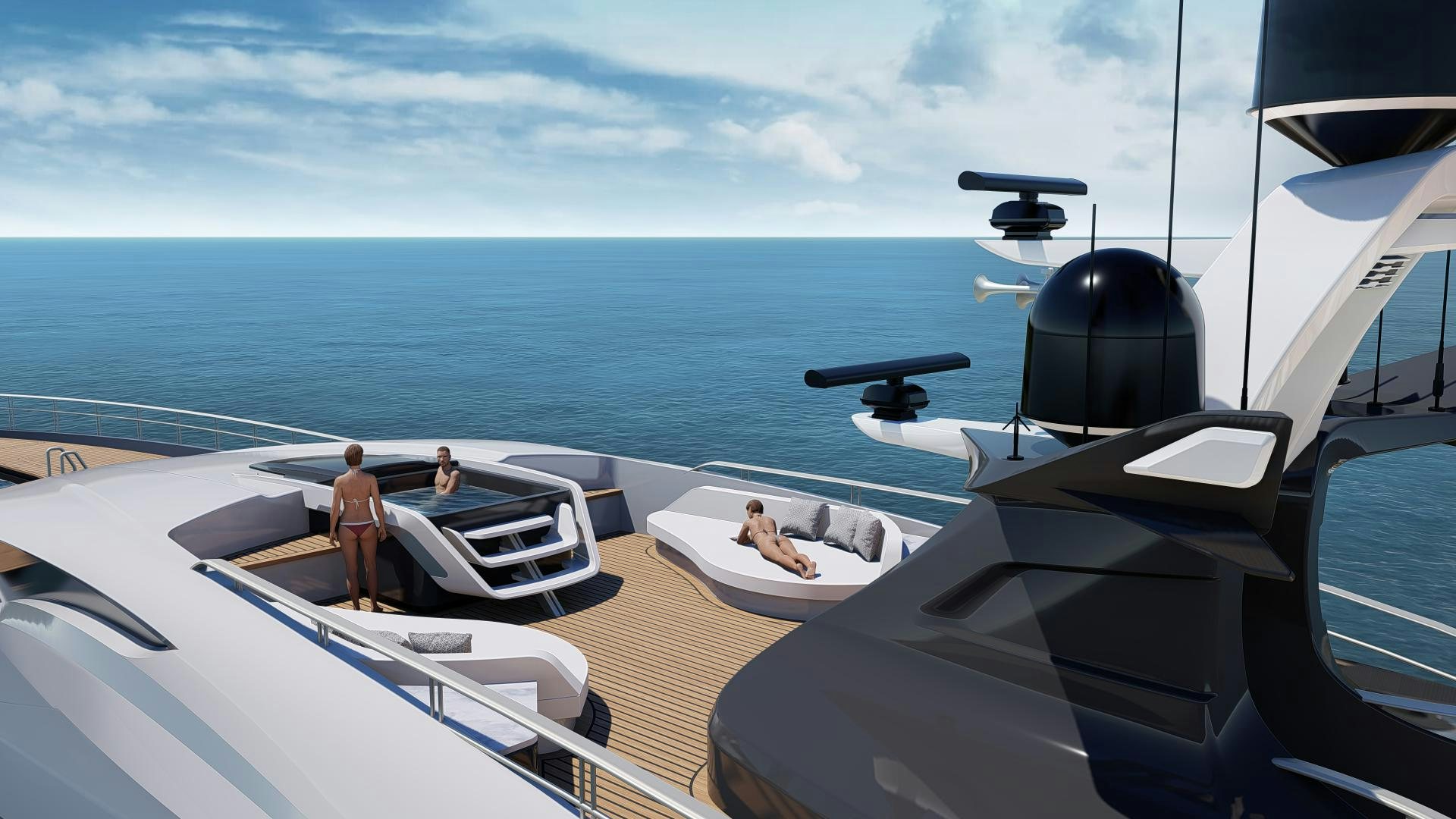 a couple of people on a boat aboard VENOM Yacht for Sale