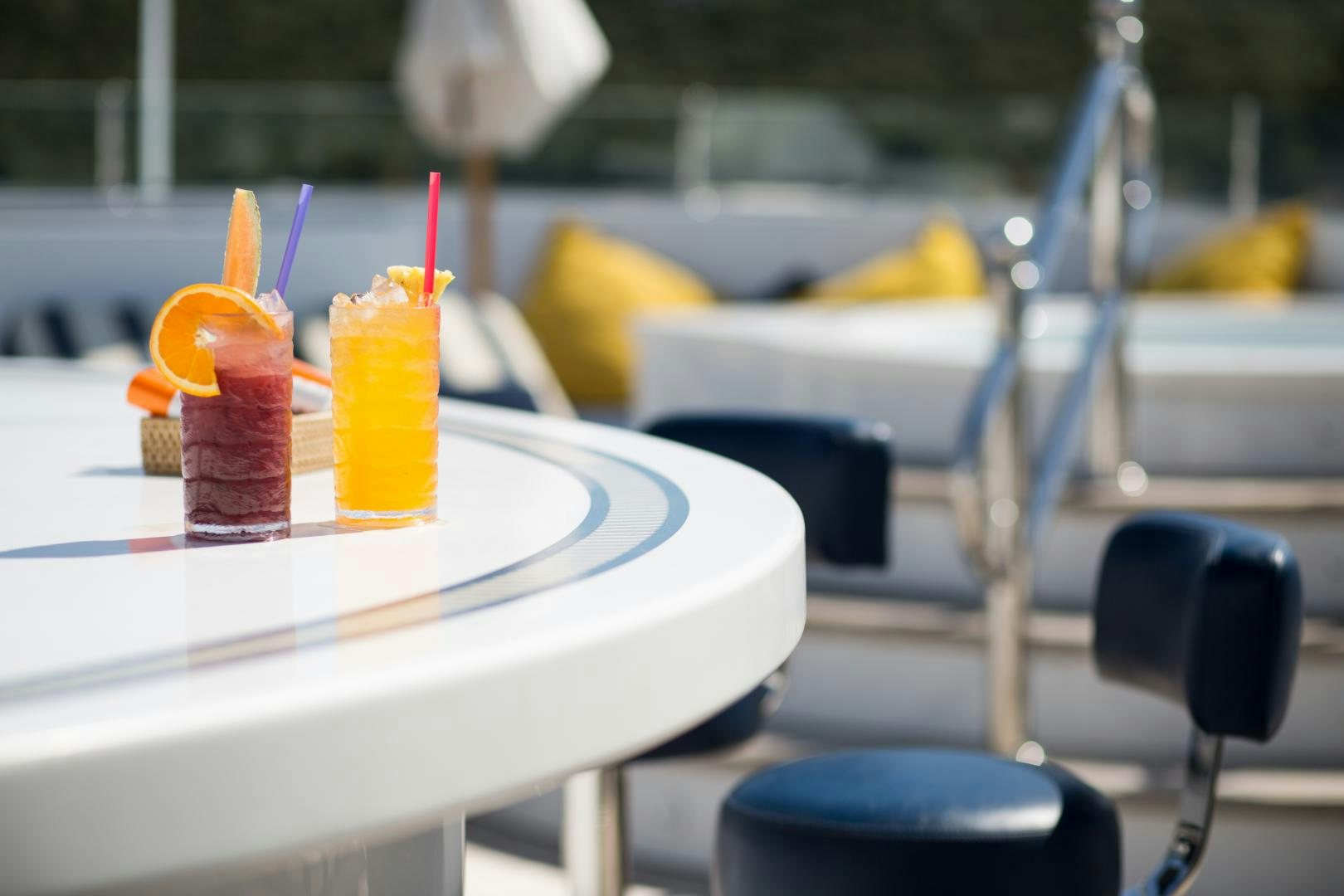 a group of candles on a table aboard MUSTIQUE Yacht for Sale