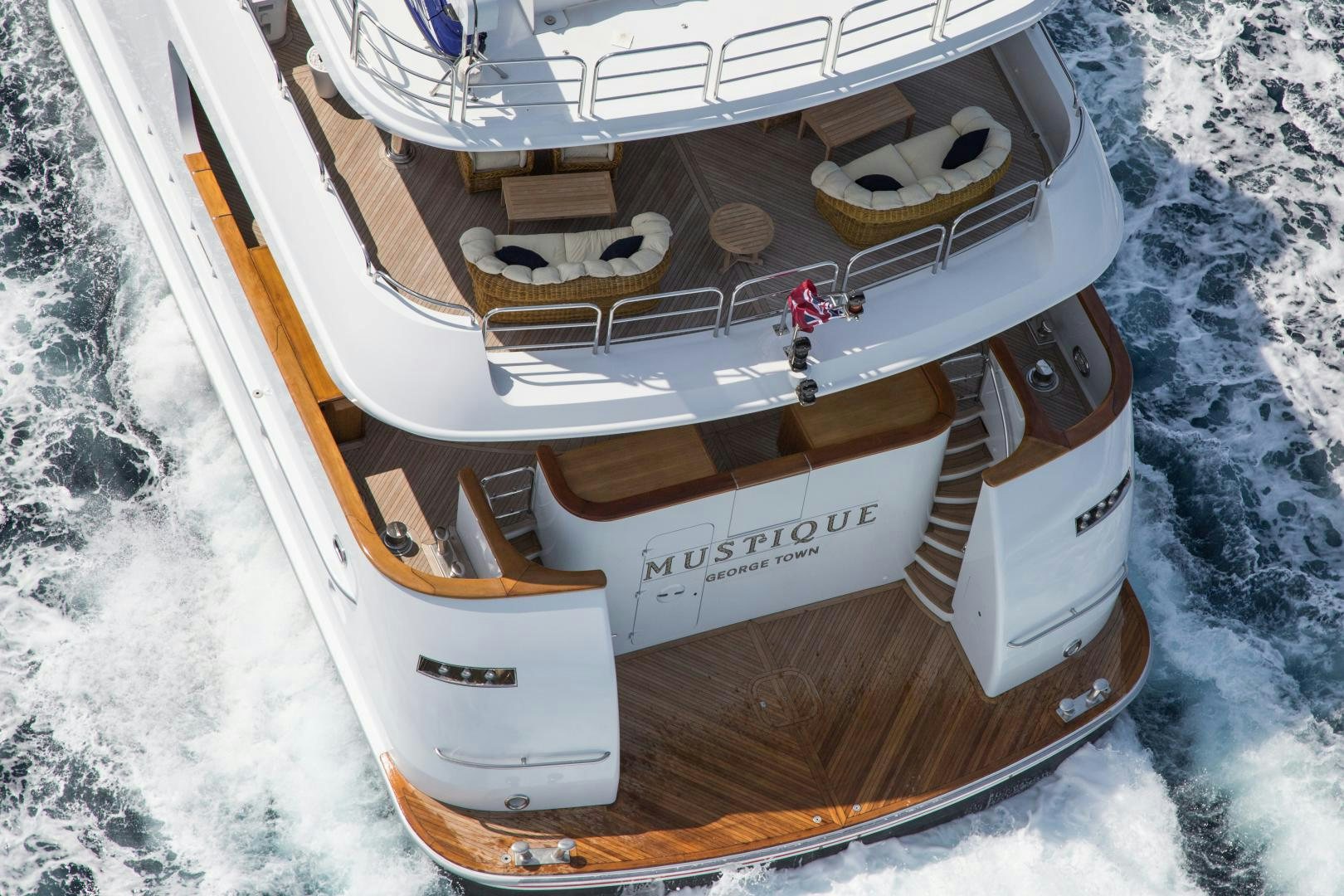 a wooden toy house aboard MUSTIQUE Yacht for Sale