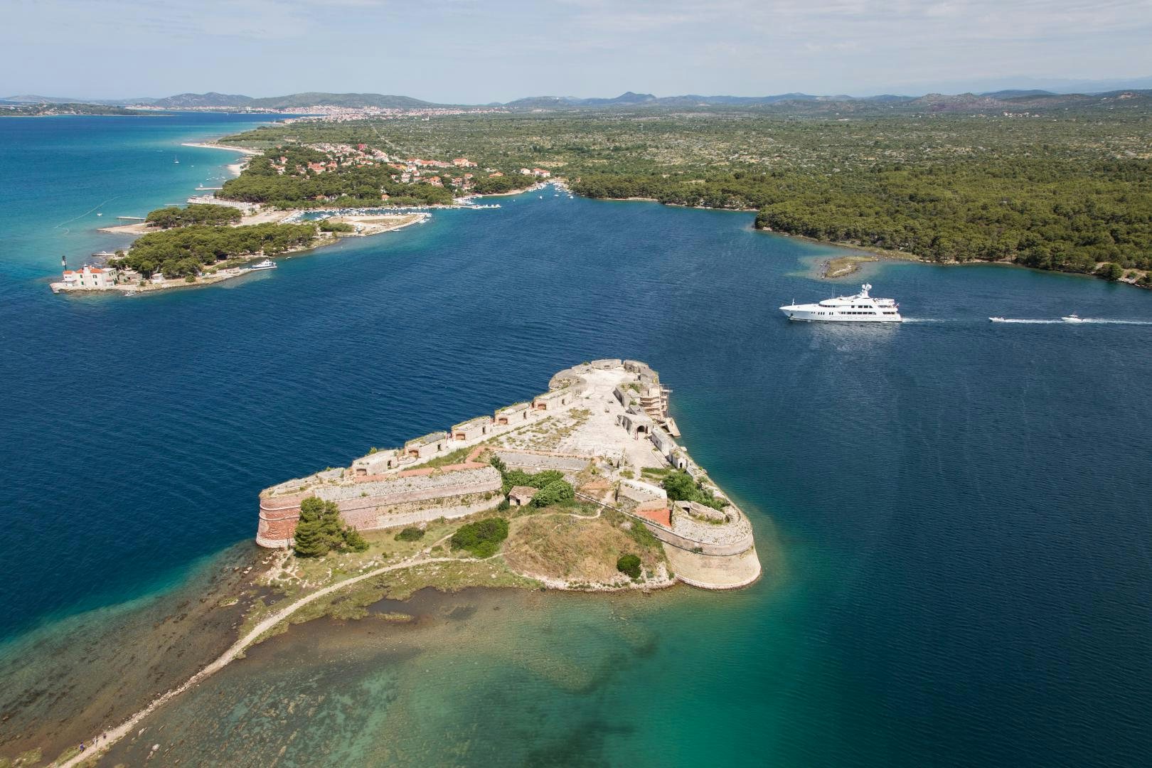 a body of water with land around it aboard MUSTIQUE Yacht for Sale