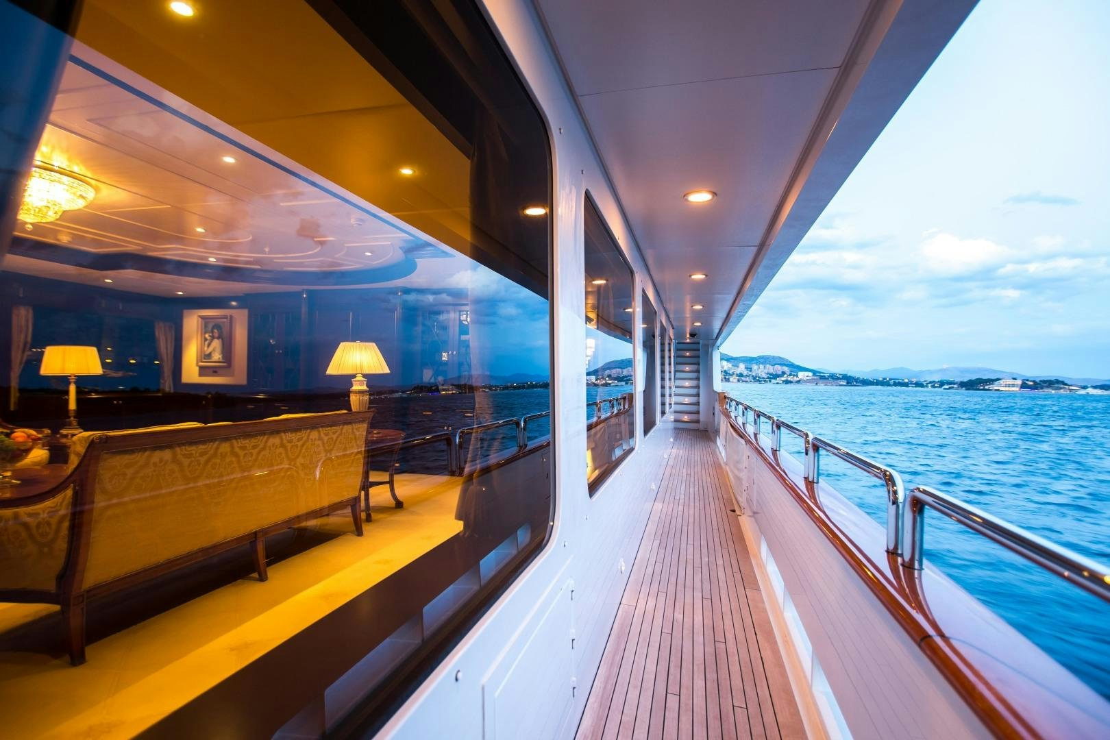 a boat on the water aboard MUSTIQUE Yacht for Sale