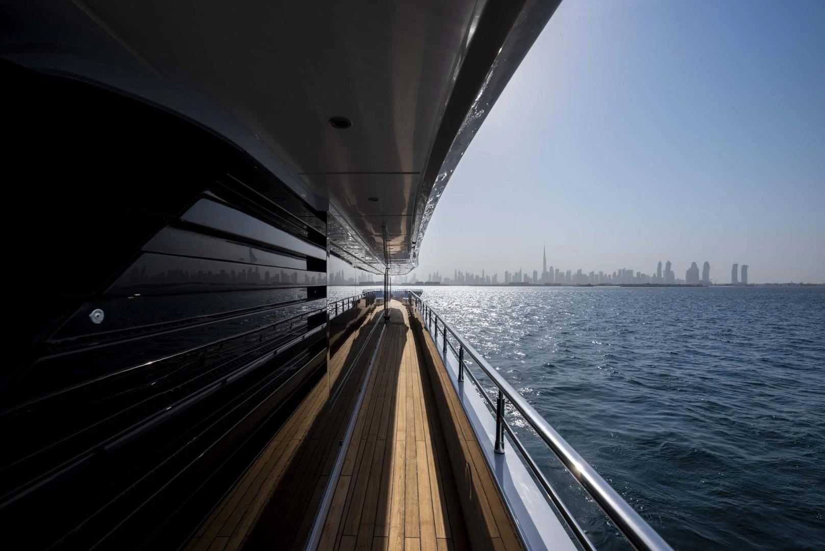a view of a city from a boat aboard MAJESTY 175 Yacht for Sale