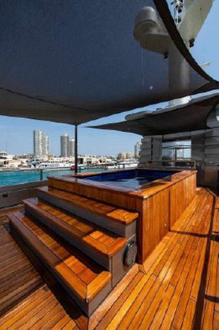 a room with a view of a city and a large body of water aboard 174 OCEANFAST MIZU Yacht for Sale