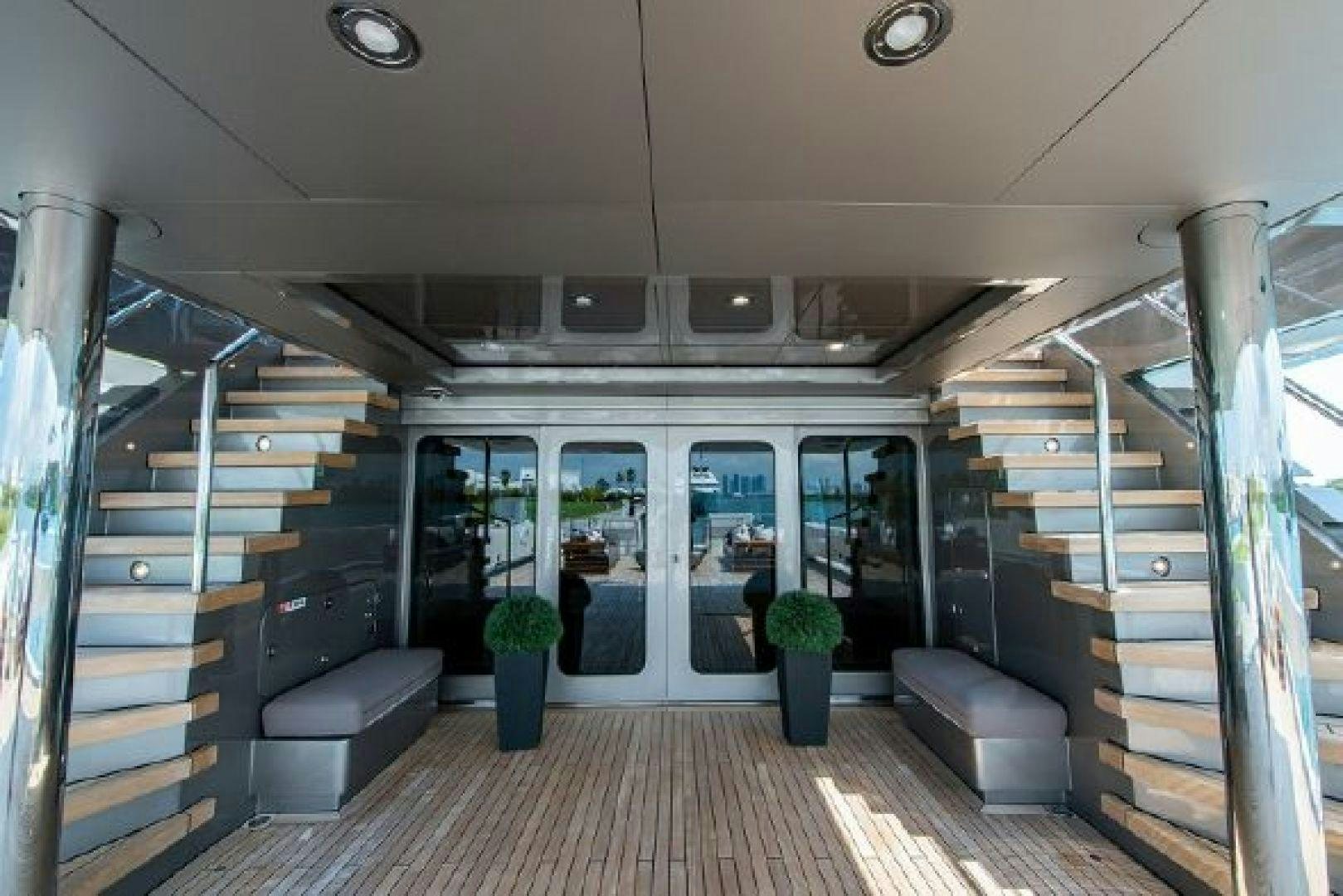 a room with a wood floor and a staircase and a wood floor aboard 174 OCEANFAST MIZU Yacht for Sale