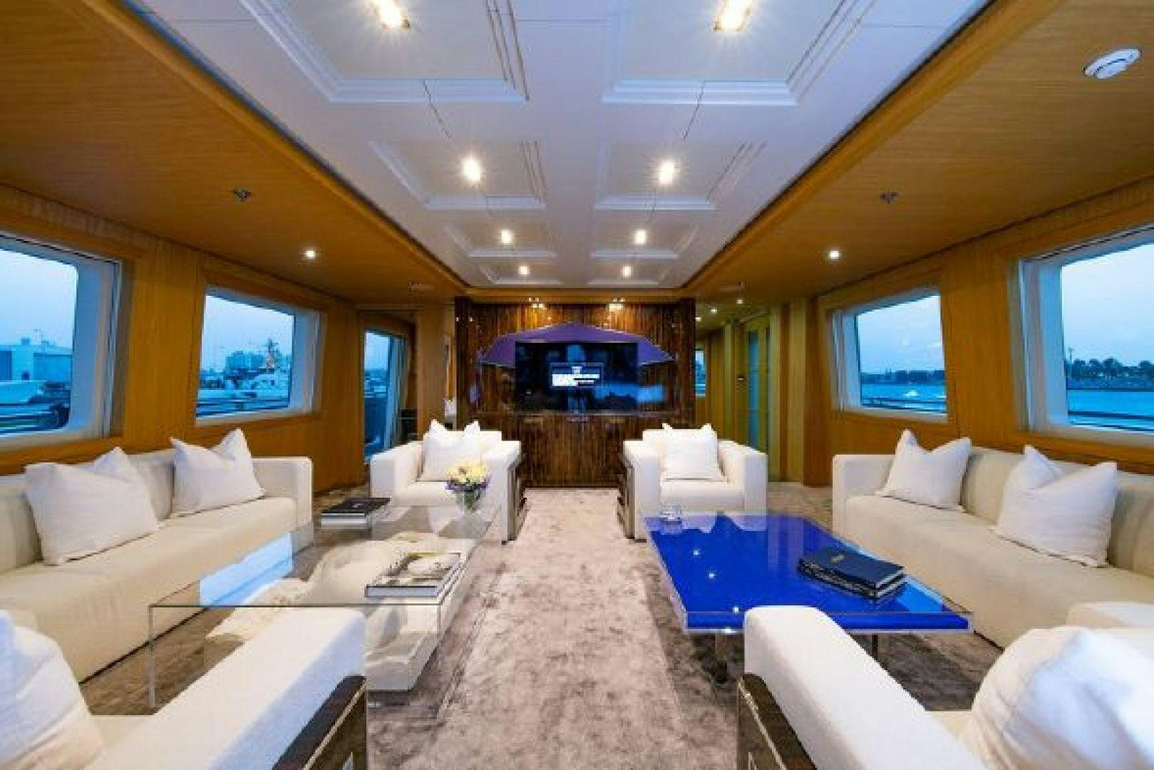 a living room with a large window aboard 174 OCEANFAST MIZU Yacht for Sale