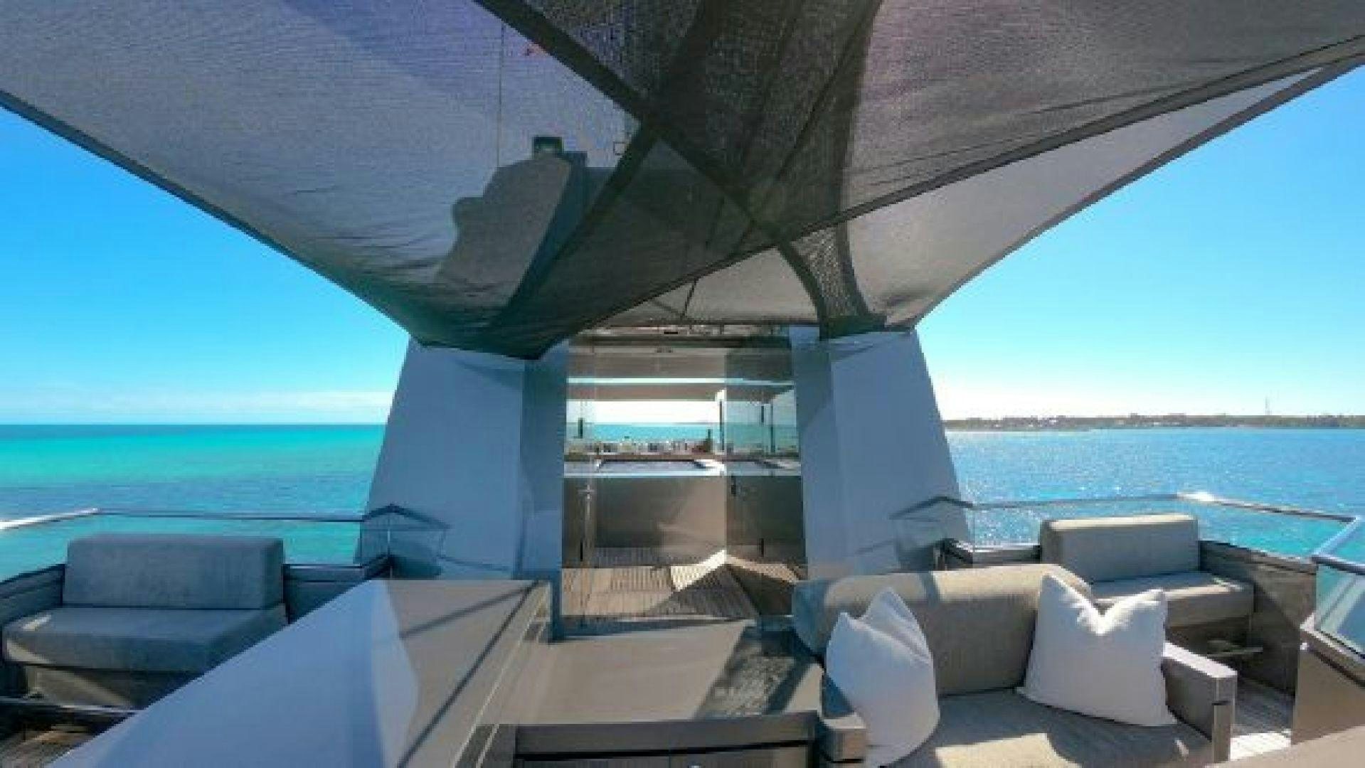 a room with a view of the ocean and the ocean aboard 174 OCEANFAST MIZU Yacht for Sale