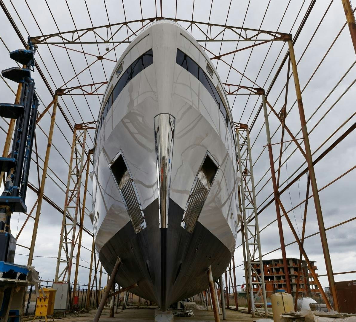 a large clock on a tower aboard NO NAME Yacht for Sale