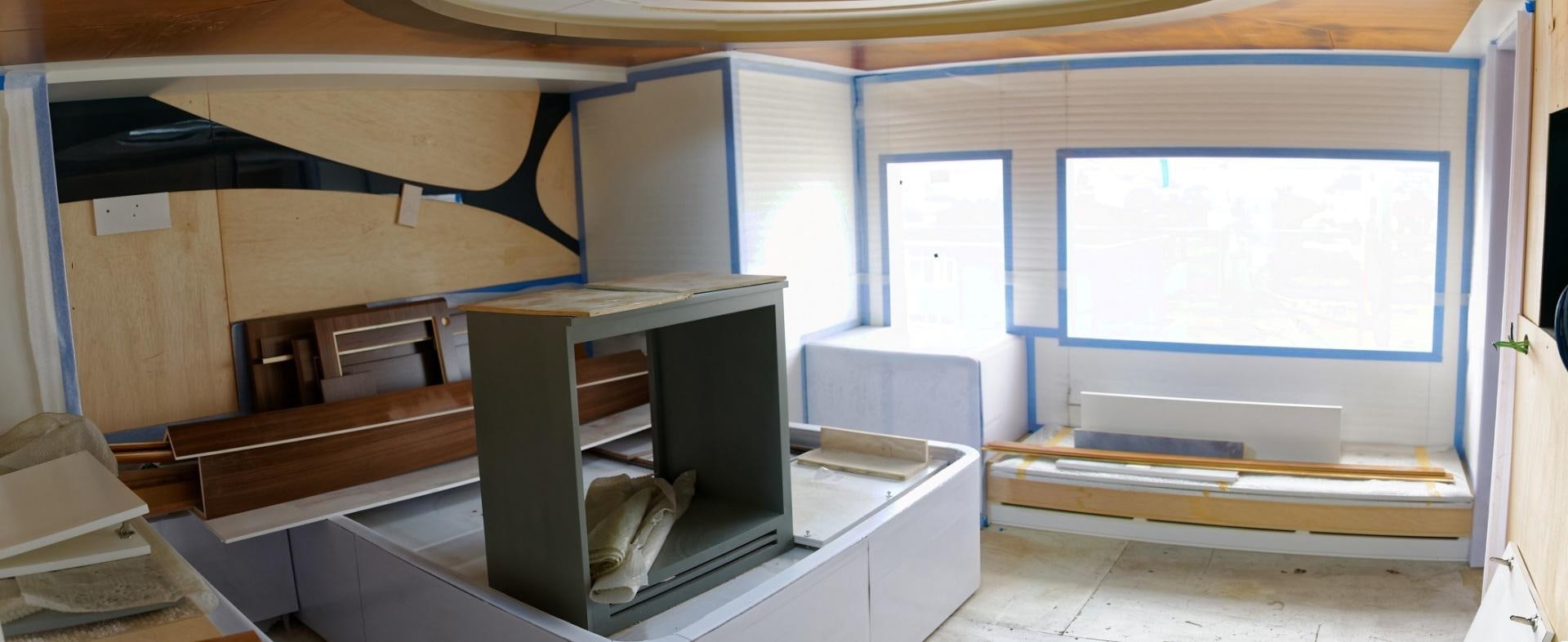 a room with a desk and a window aboard NO NAME Yacht for Sale