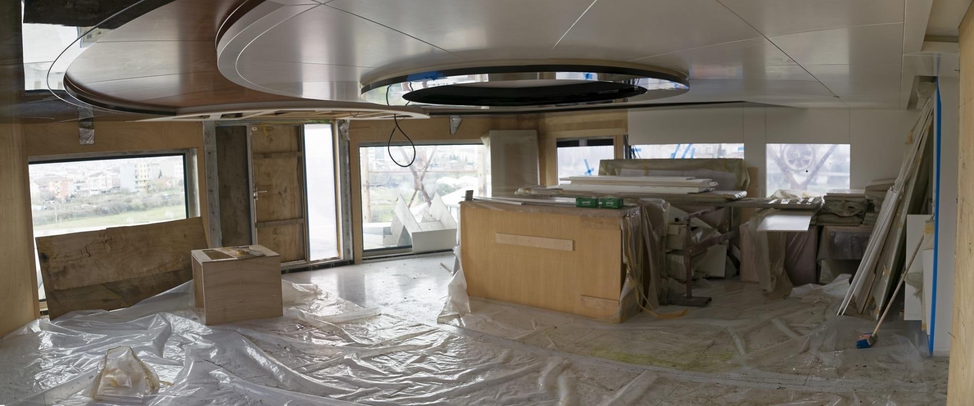 a room with a table and chairs aboard NO NAME Yacht for Sale