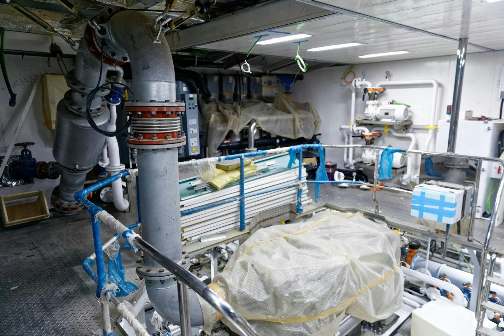 a room with machinery and pipes aboard NO NAME Yacht for Sale
