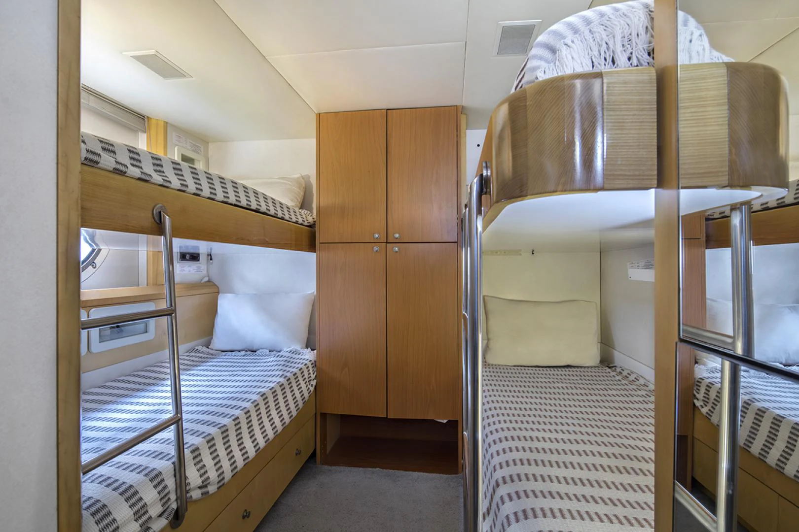 bunk beds in a room aboard THUNDER Yacht for Sale