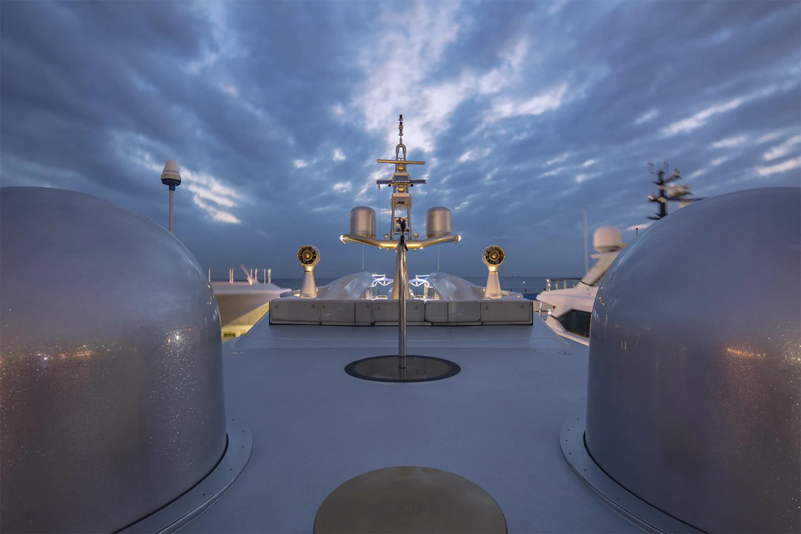 a group of satellite dishes aboard THUNDER Yacht for Sale