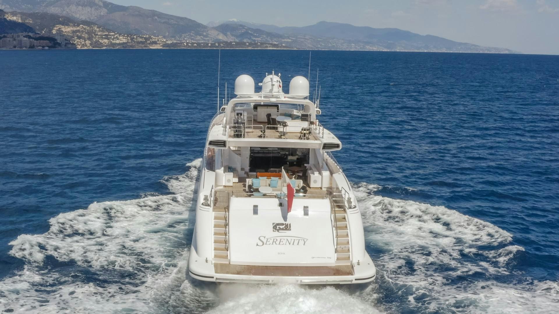 a ship on the water aboard SERENITY Yacht for Sale
