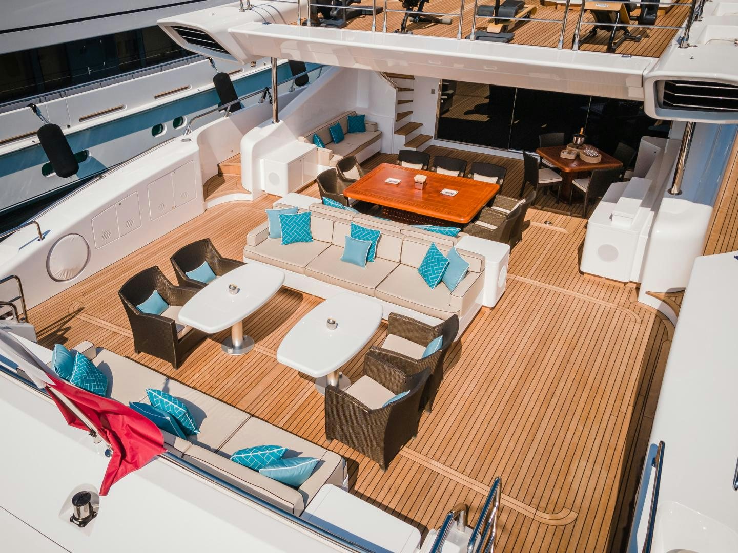 a high angle view of a room aboard SERENITY Yacht for Sale