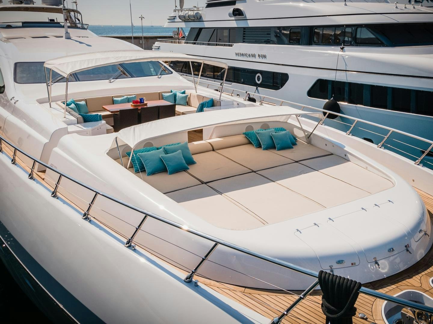 a group of boats are parked aboard SERENITY Yacht for Sale