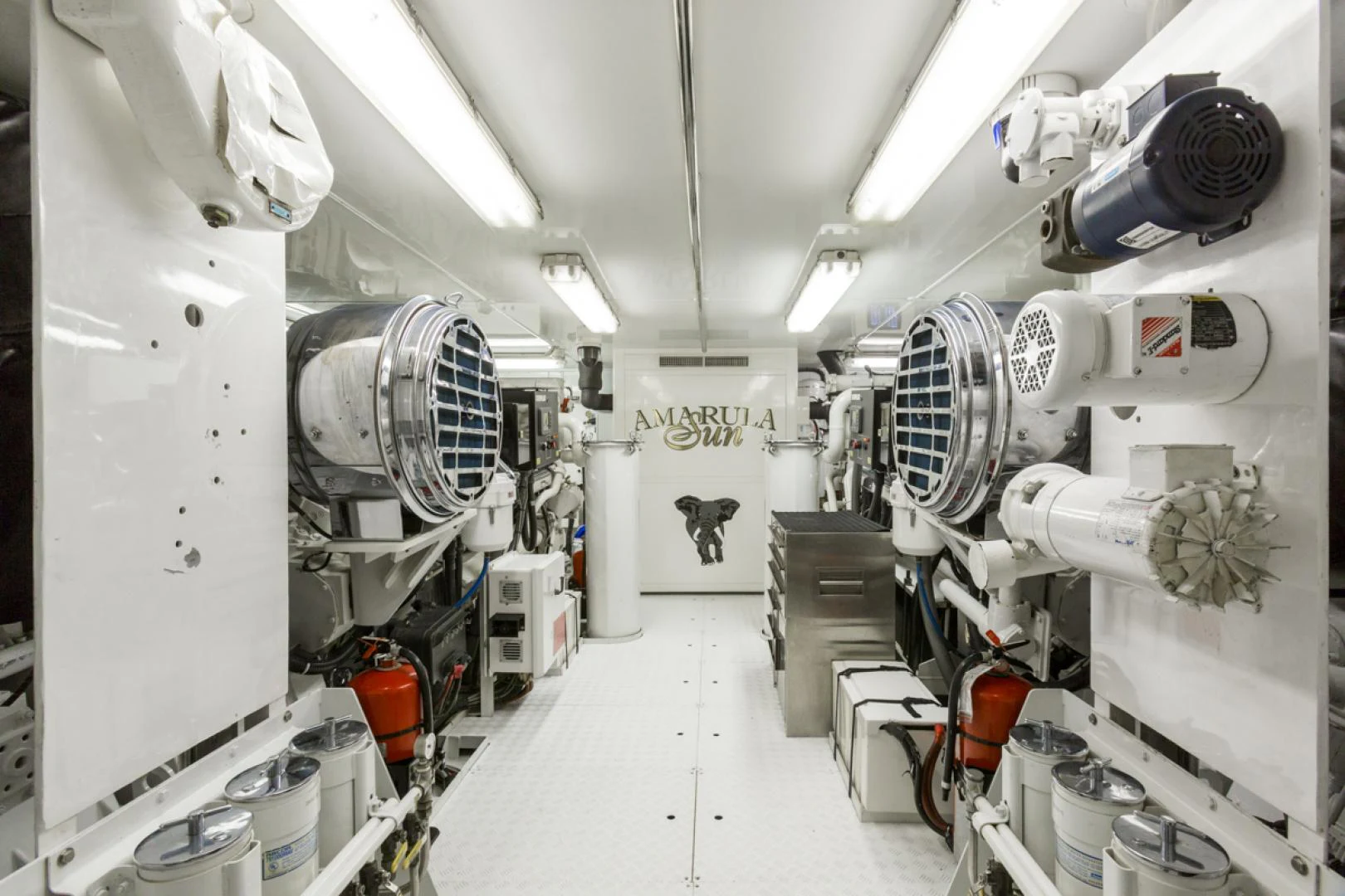 a room with white machines aboard AMARULA SUN Yacht for Sale