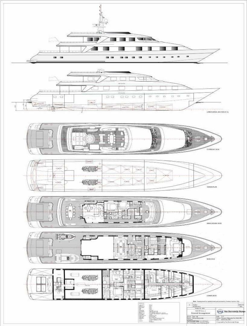 diagram, engineering drawing aboard ANNA J Yacht for Sale