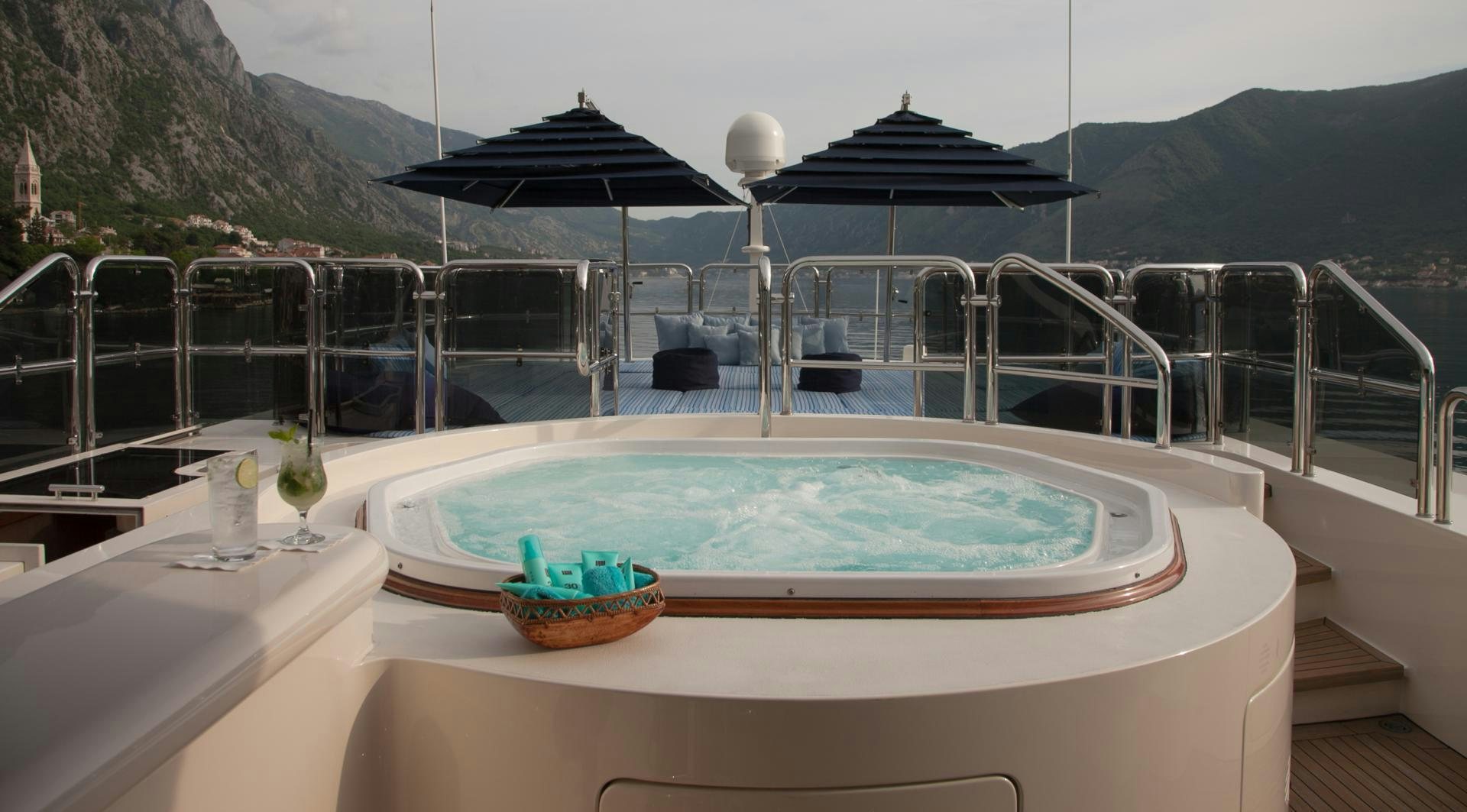 a swimming pool on a boat aboard JO I Yacht for Sale