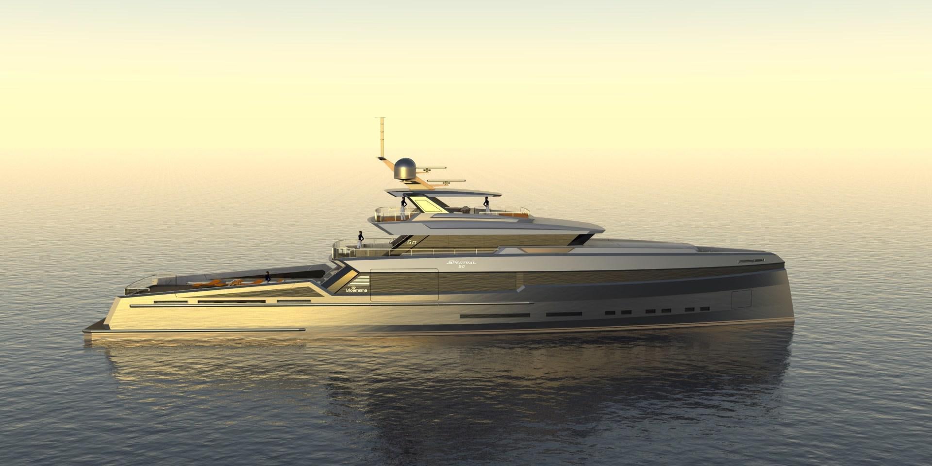 a large ship in the water aboard SPECTRAL 50M Yacht for Sale