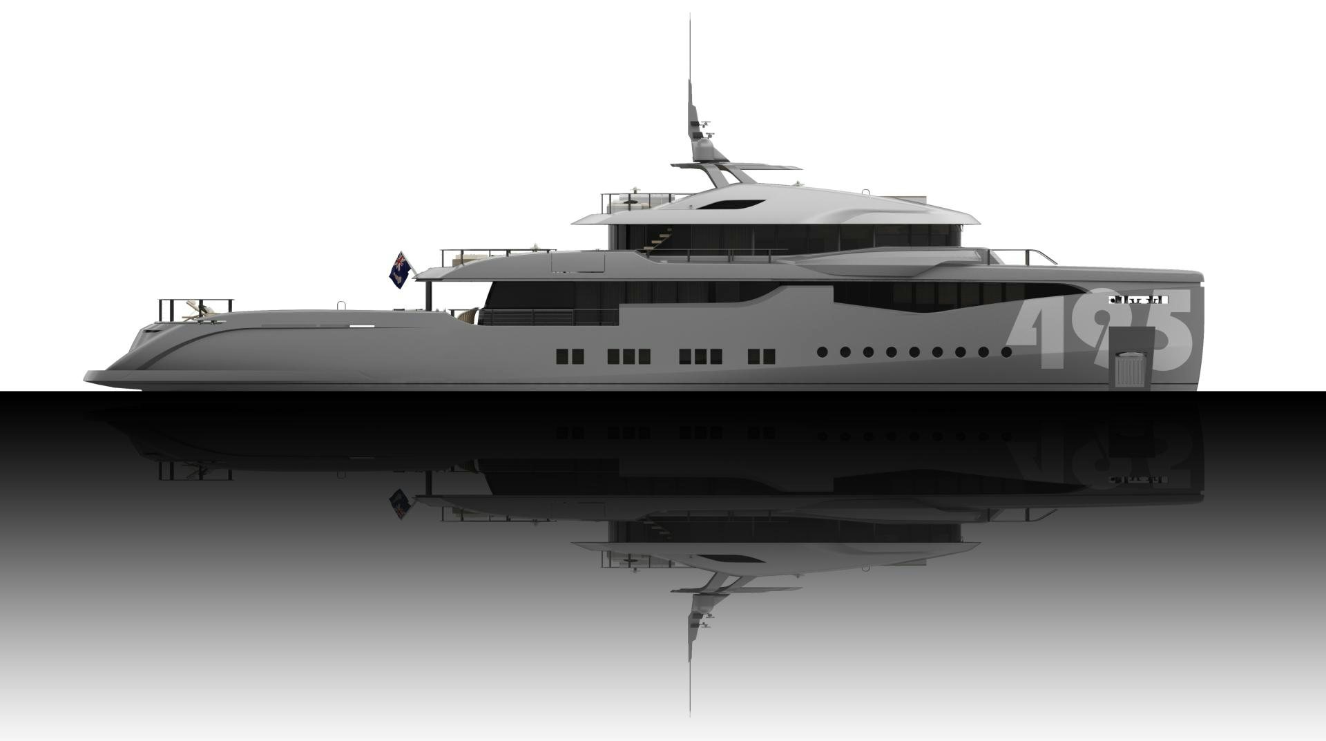 a white boat on a white background aboard ARIES Yacht for Sale