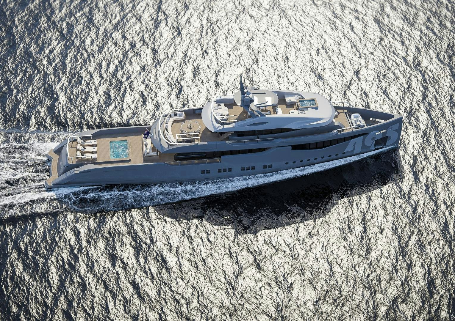 a military vehicle on a snowy road aboard ARIES Yacht for Sale