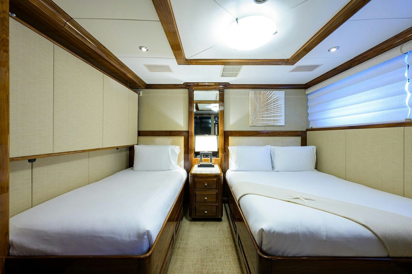 a room with two beds aboard REMEMBER WHEN Yacht for Sale