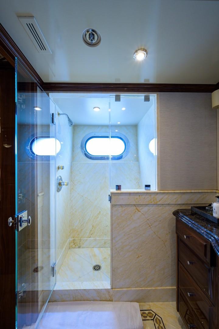 a bathroom with a shower unit aboard REMEMBER WHEN Yacht for Sale