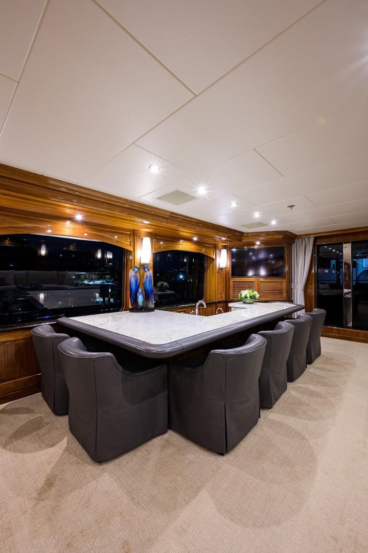 a large kitchen with a large island aboard REMEMBER WHEN Yacht for Sale