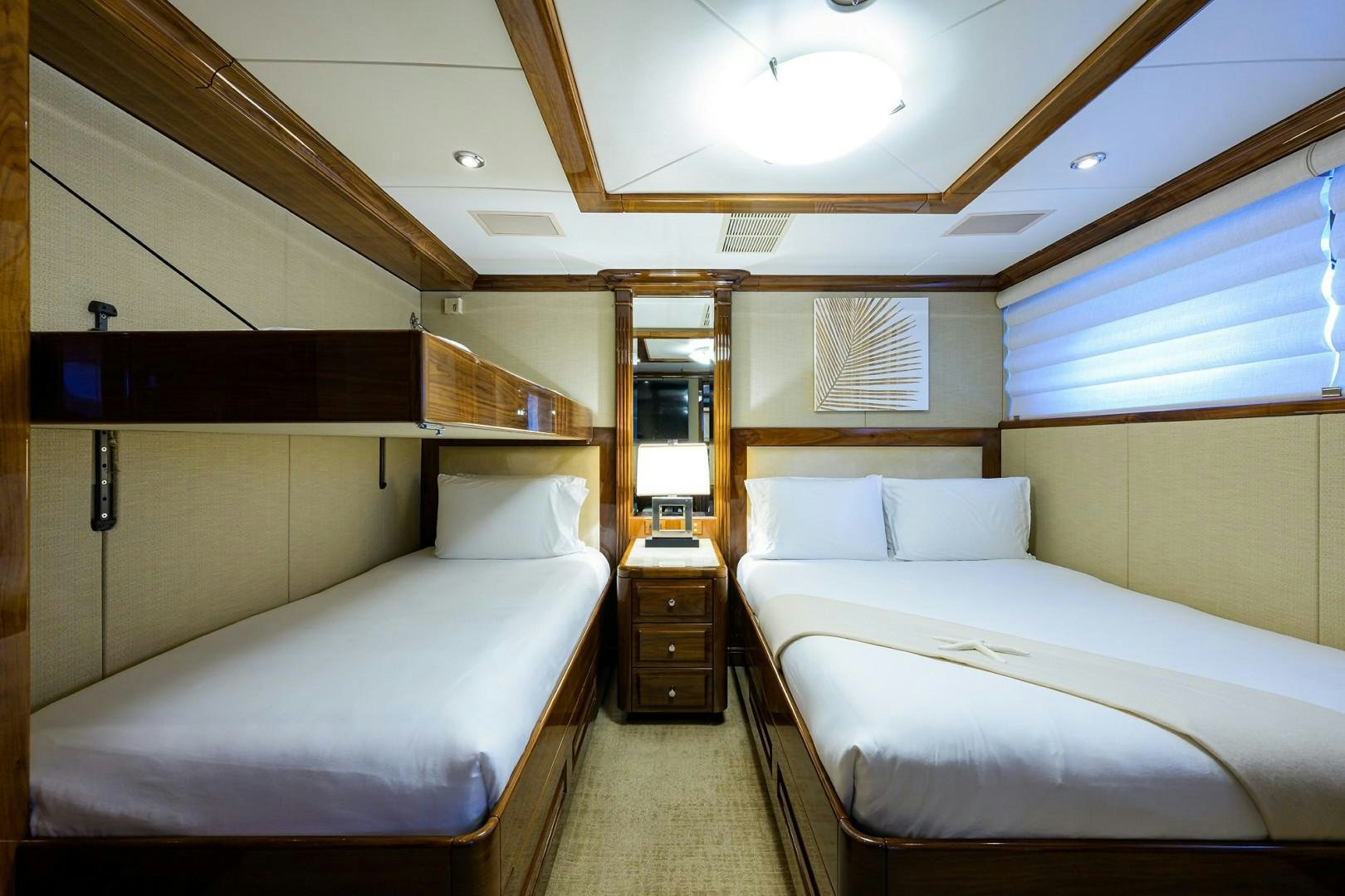 a room with two beds aboard REMEMBER WHEN Yacht for Sale