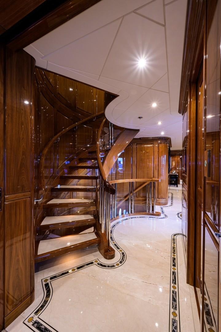 a staircase in a building aboard REMEMBER WHEN Yacht for Sale