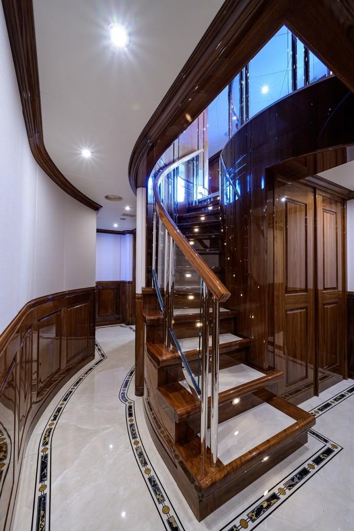 a staircase in a building aboard REMEMBER WHEN Yacht for Sale