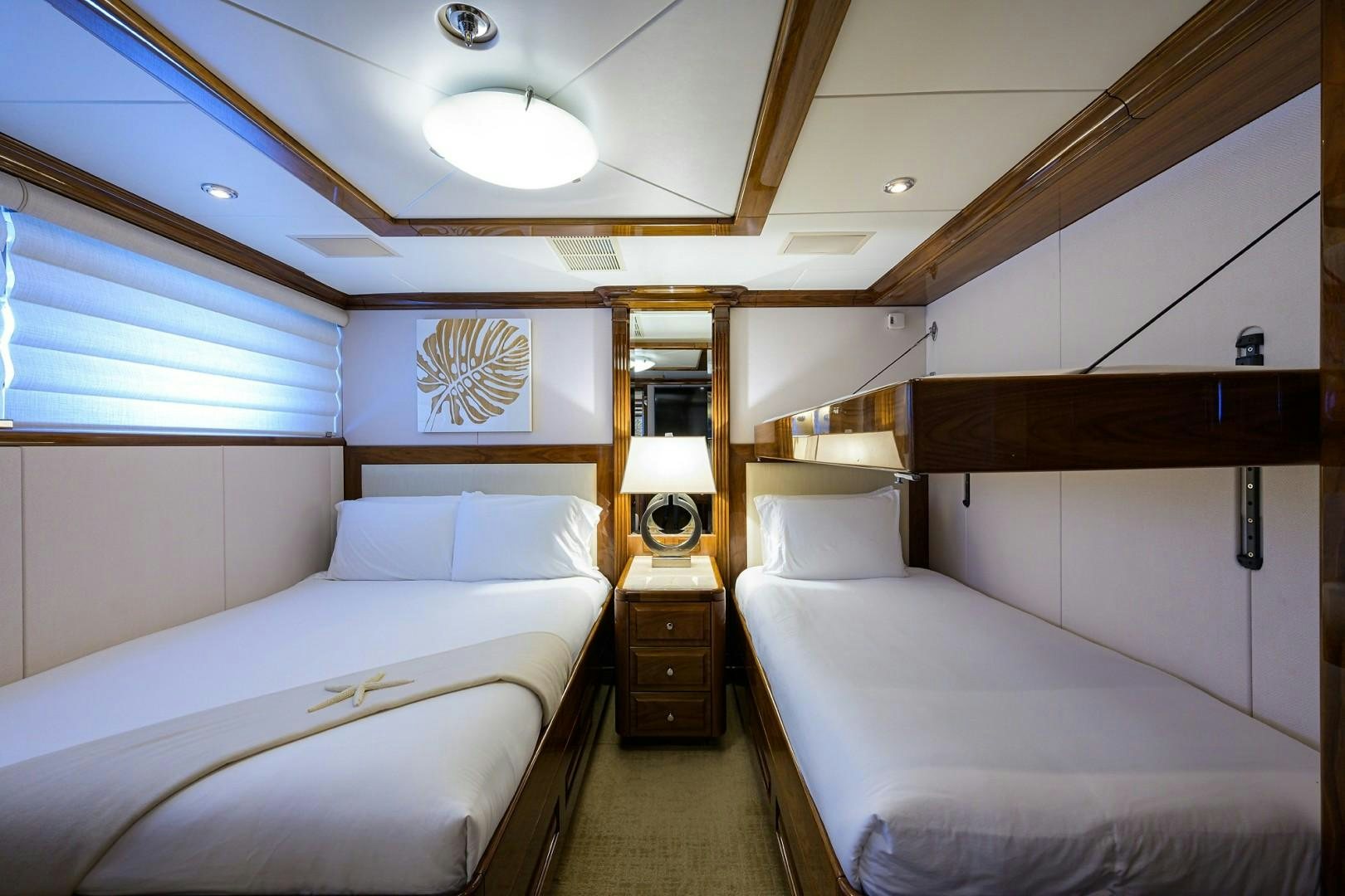 a room with two beds aboard REMEMBER WHEN Yacht for Sale
