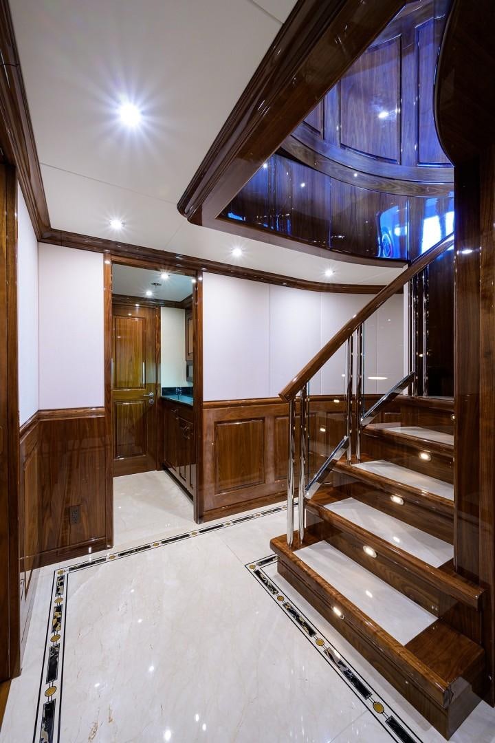 a staircase in a building aboard REMEMBER WHEN Yacht for Sale