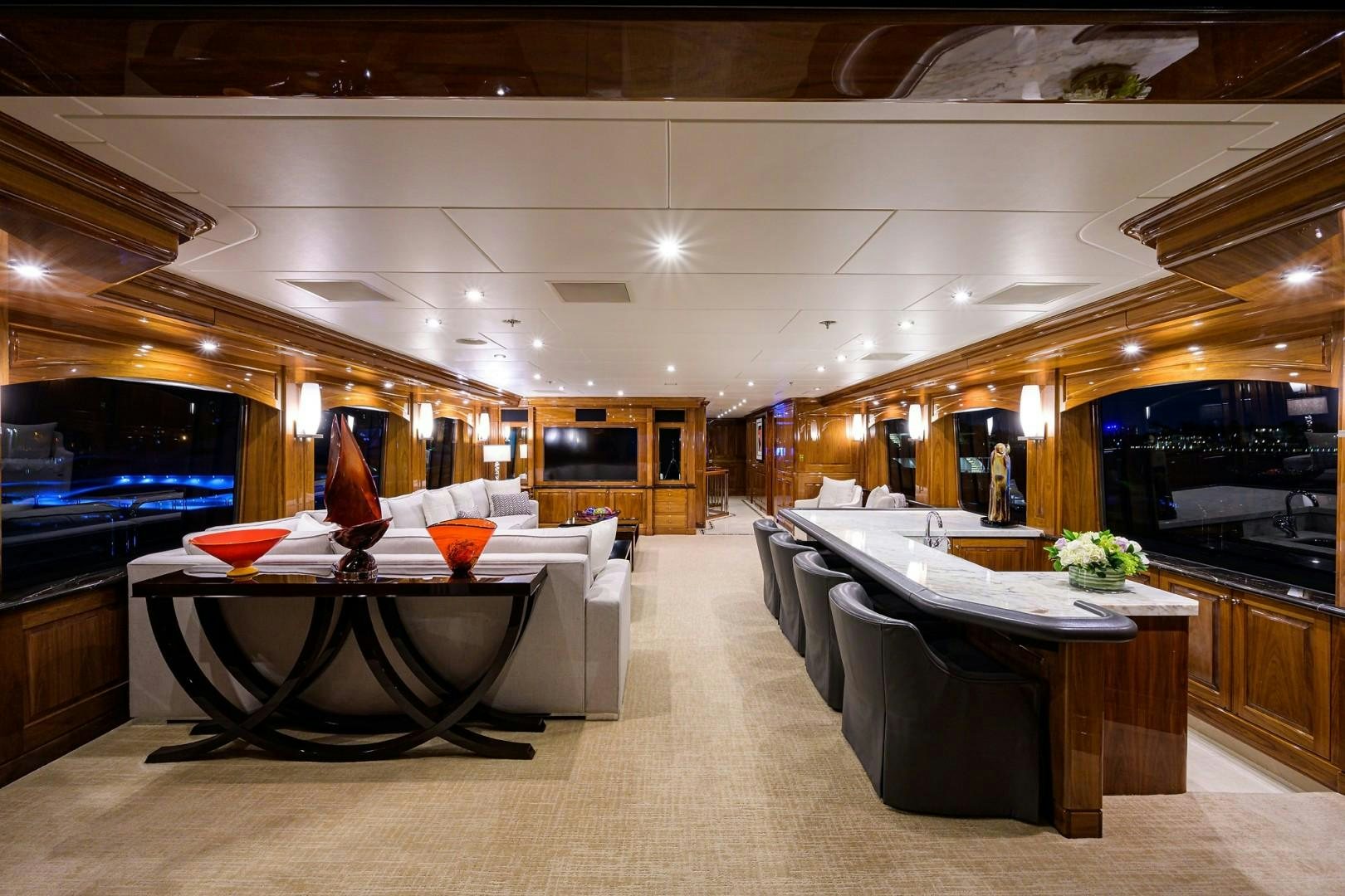 a room with a table and chairs aboard REMEMBER WHEN Yacht for Sale