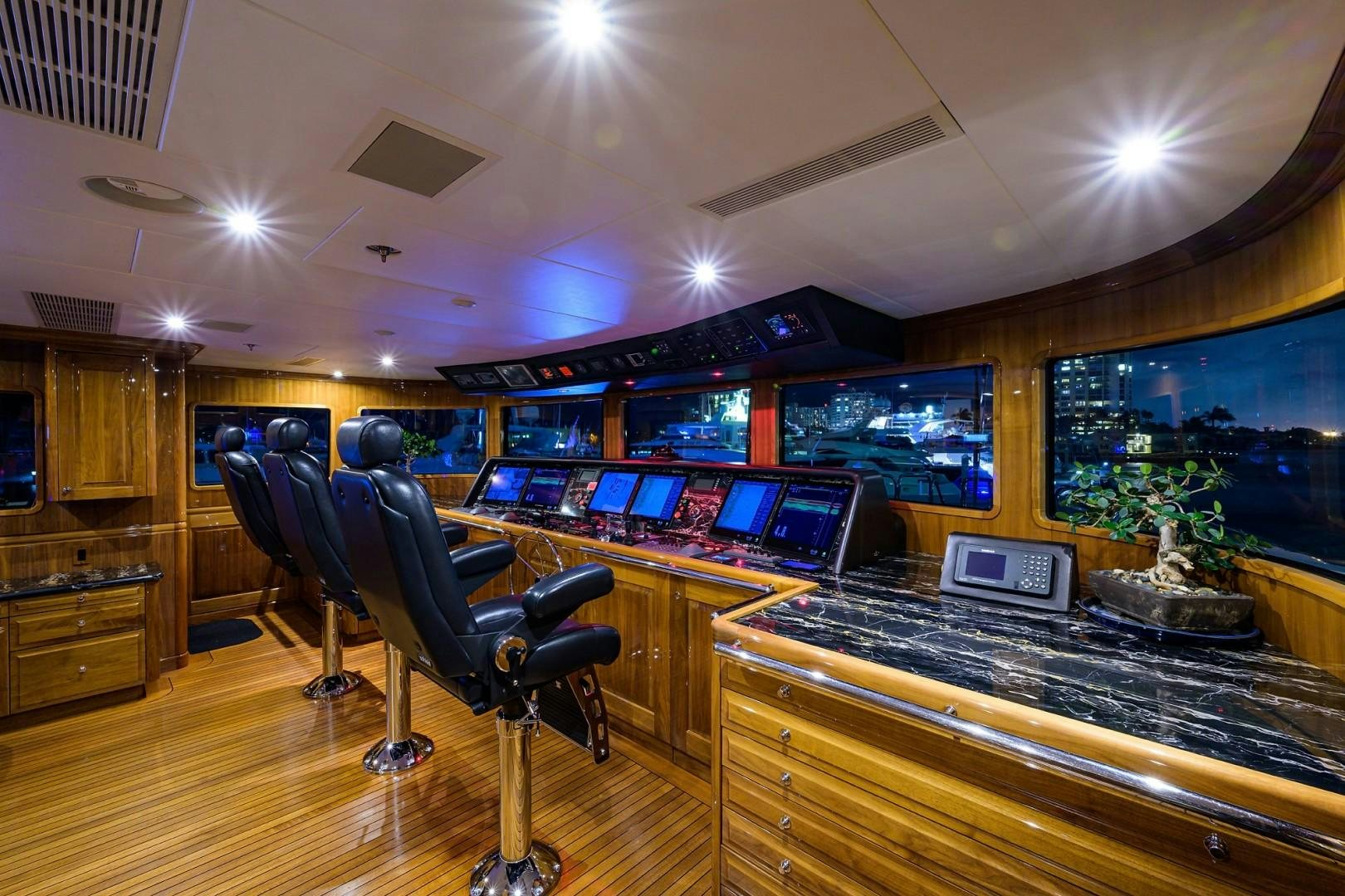 a room with a piano and a piano aboard REMEMBER WHEN Yacht for Sale