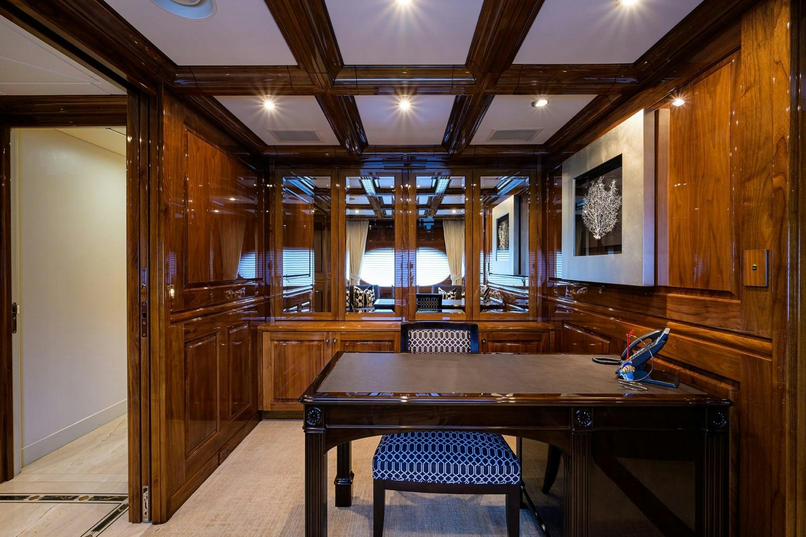 a room with a table and chairs aboard REMEMBER WHEN Yacht for Sale
