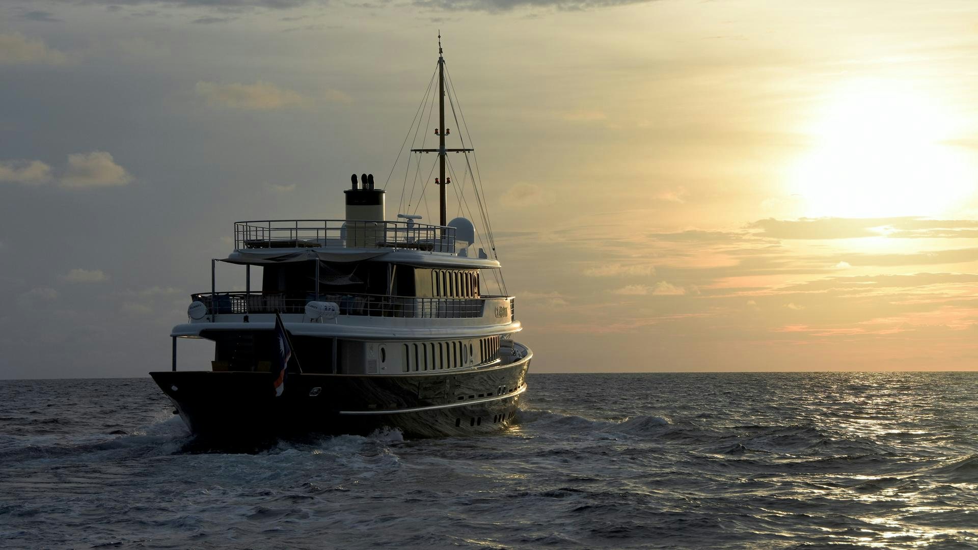 a boat in the water aboard OMNIA Yacht for Sale