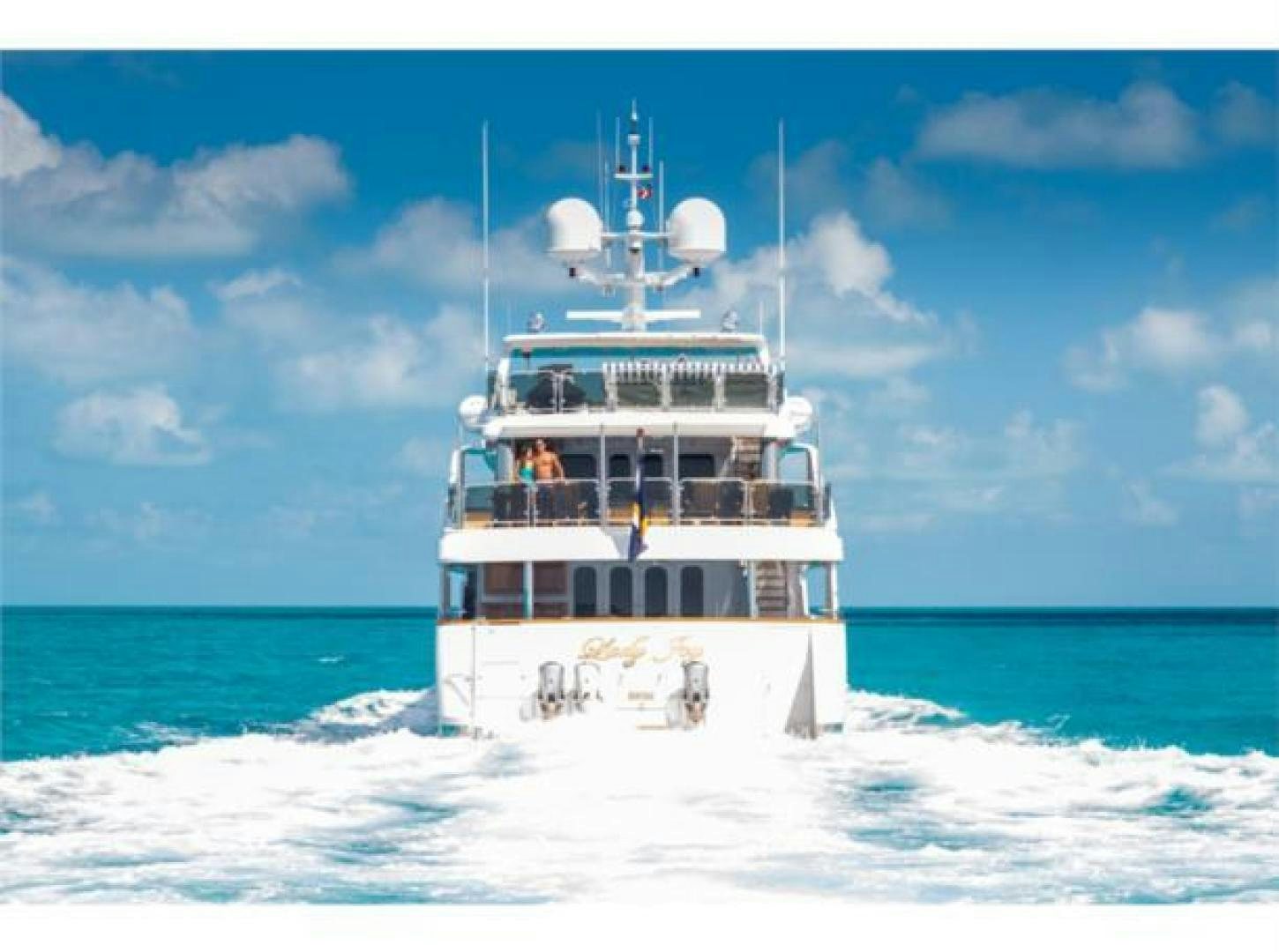a boat in the ocean aboard LADY JOY Yacht for Sale