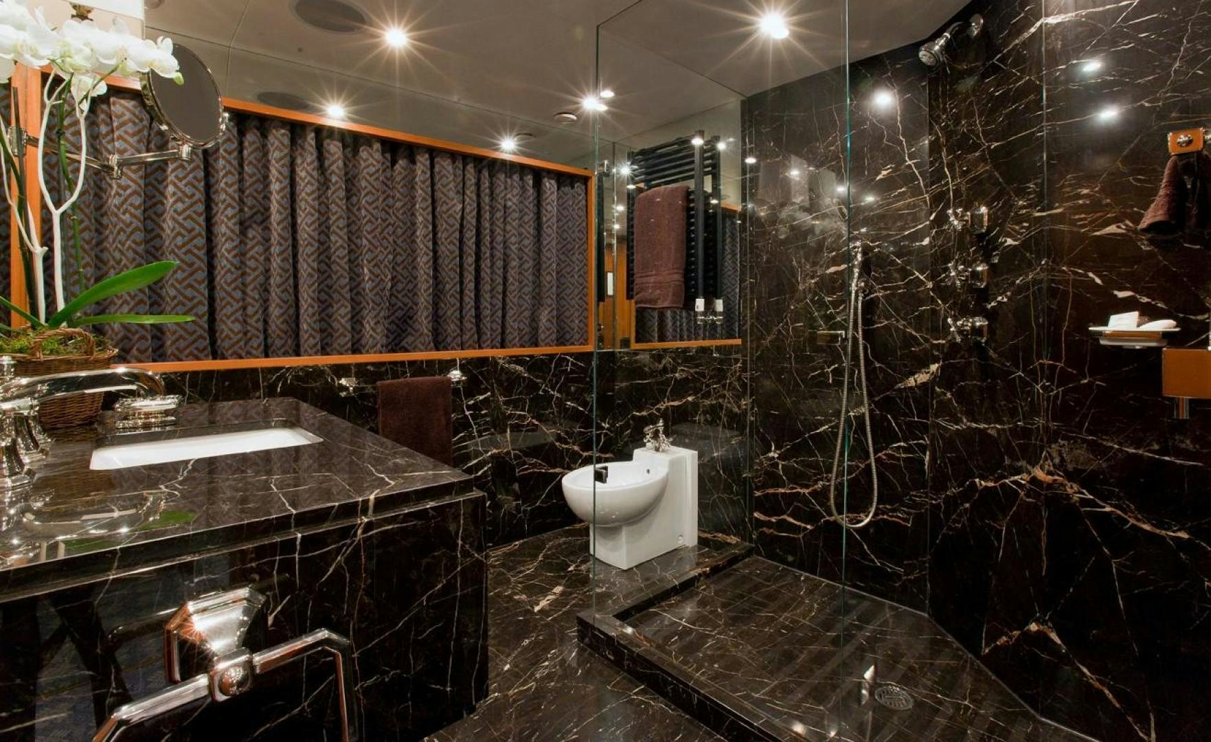 a bathroom with a large countertop aboard AUDACIA Yacht for Sale